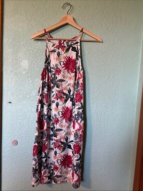 Roxy Floral Spaghetti Strap Maxi Dress in Pink, Red and Cream Women’s Medium 8